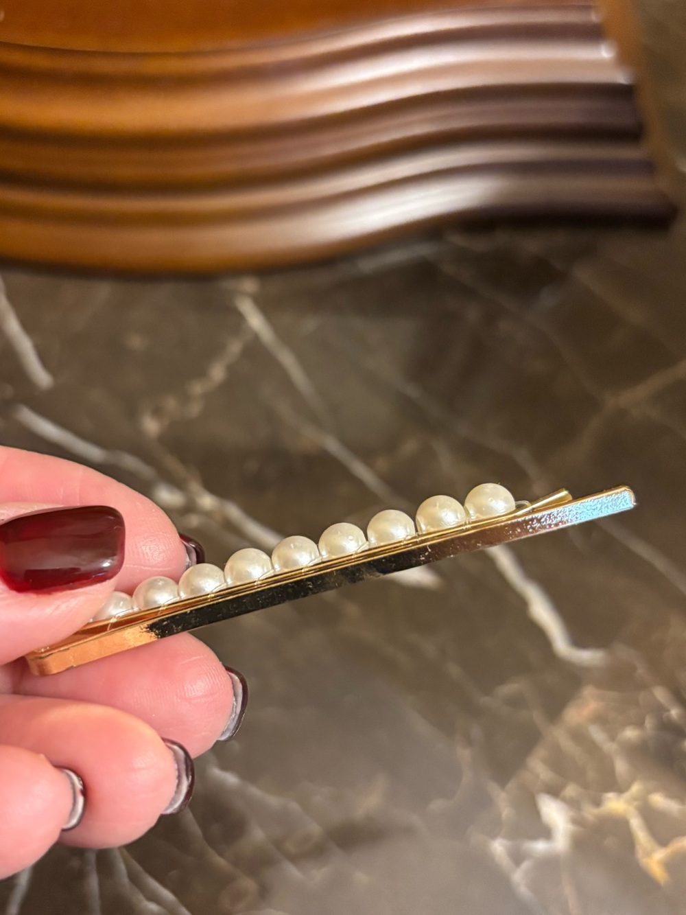 Women, Pearl Beaded Hair Barrette